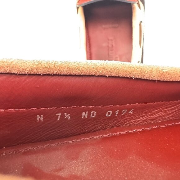 NWOB Louis Vuitton Red & Brown Suede w/ Leather Bow Loafer Shoes Size 7.5 - Picture 11 of 12